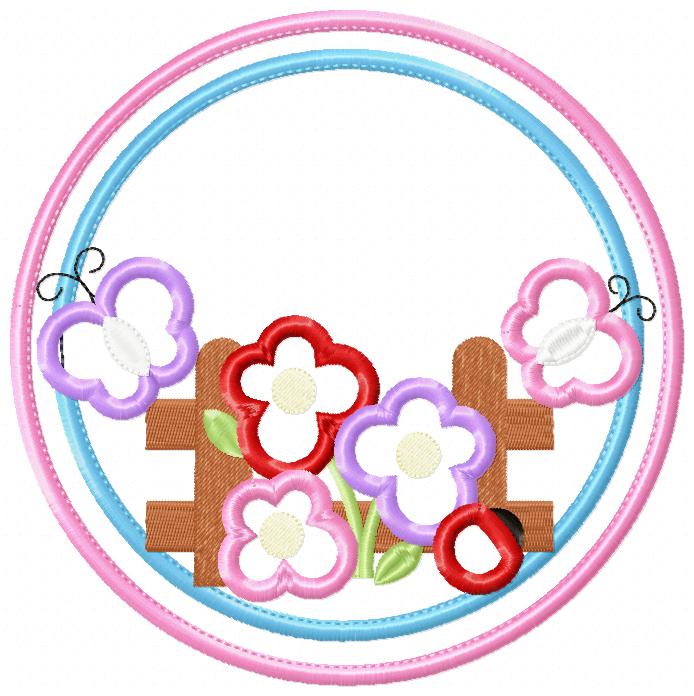 Garden Flowers Frame - Applique
