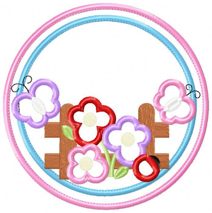 Garden Flowers Frame - Applique