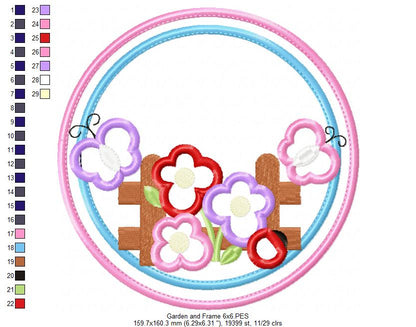 Garden Flowers Frame - Applique