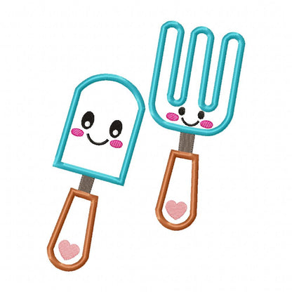 Cute Happy Gardening Tools - Applique