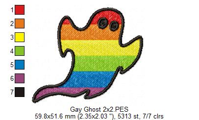 Cute LGBT Gay Ghost - Fill Stitch