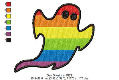Cute LGBT Gay Ghost - Fill Stitch