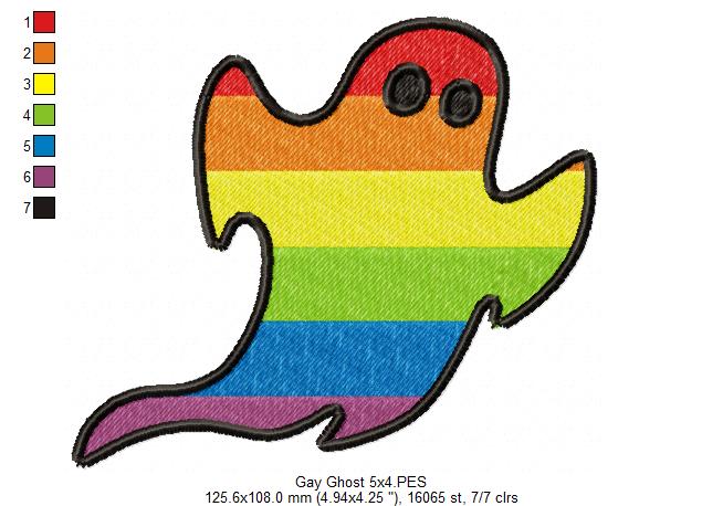 Cute LGBT Gay Ghost - Fill Stitch