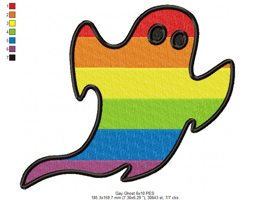 Cute LGBT Gay Ghost - Fill Stitch