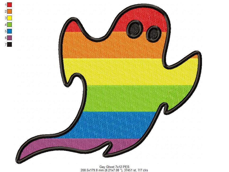Cute LGBT Gay Ghost - Fill Stitch