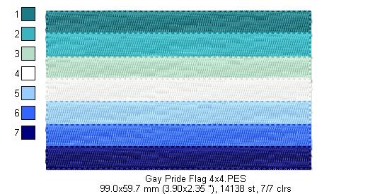 Gay Pride Flag - Fill Stitch
