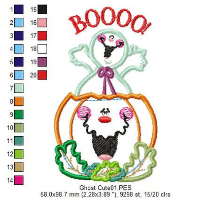 Cute Ghost and Pumpkin - Applique