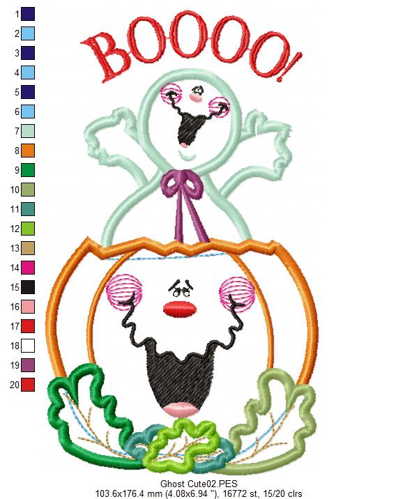 Cute Ghost and Pumpkin - Applique