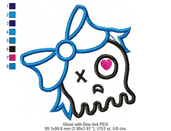 Ghost with Bow - Applique