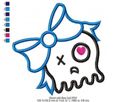 Ghost with Bow - Applique