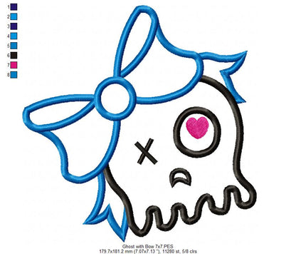 Ghost with Bow - Applique