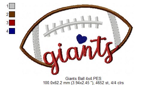 Football Giants Ball - Fill Stitch