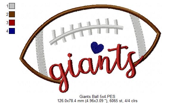Football Giants Ball - Fill Stitch