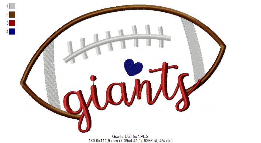 Football Giants Ball - Fill Stitch
