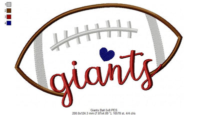 Football Giants Ball - Fill Stitch