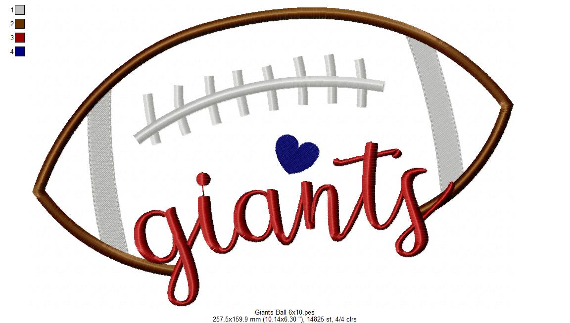 Football Giants Ball - Fill Stitch