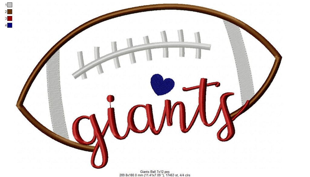 Football Giants Ball - Fill Stitch