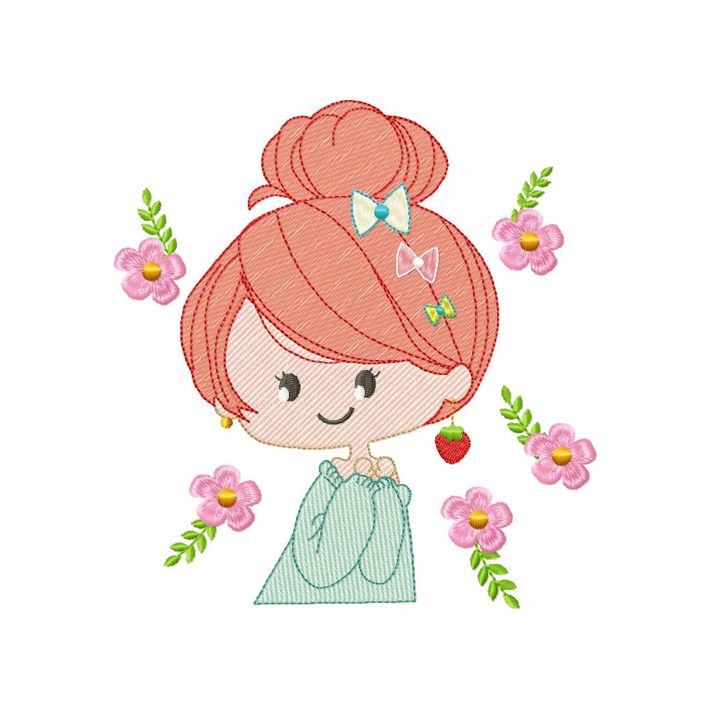 Ginger Girl and Flowers - Rippled