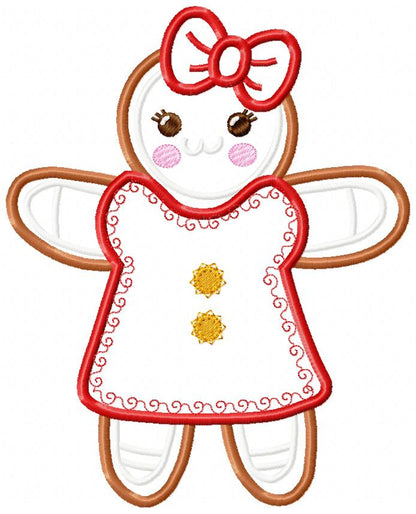 Gingerbread Girl Bow - Applique