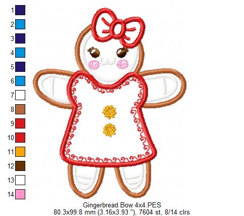 Gingerbread Girl Bow - Applique
