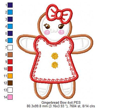 Gingerbread Girl Bow - Applique