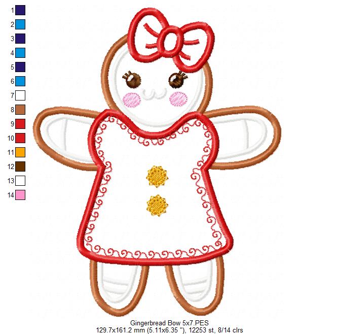 Gingerbread Girl Bow - Applique