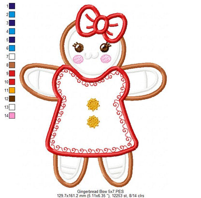 Gingerbread Girl Bow - Applique