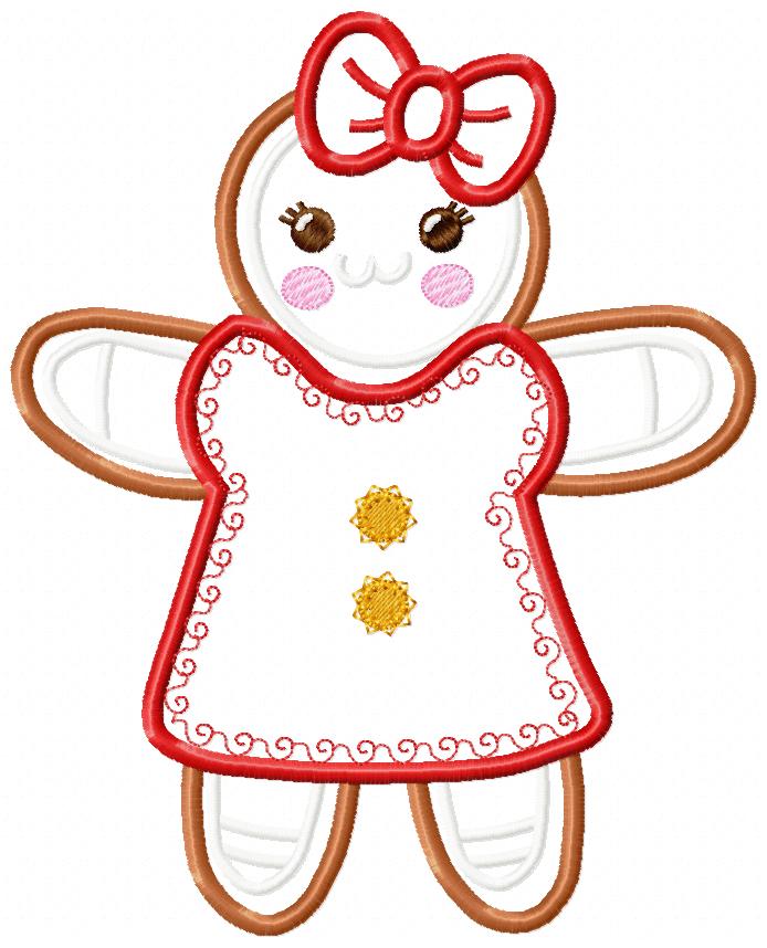 Gingerbread Girl Bow - Applique