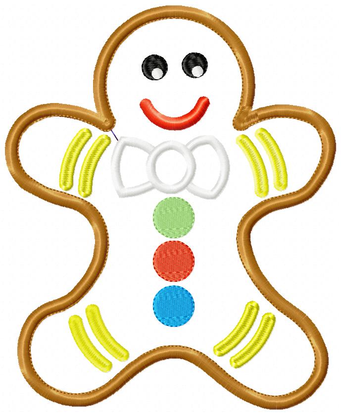 Christmas Gingerbread Boy - Applique - Machine Embroidery Design