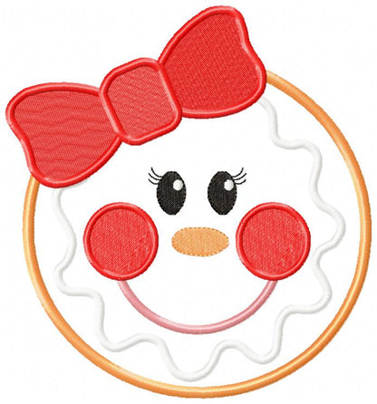 Christmas Gingerbread Face Boy and Girl - Applique