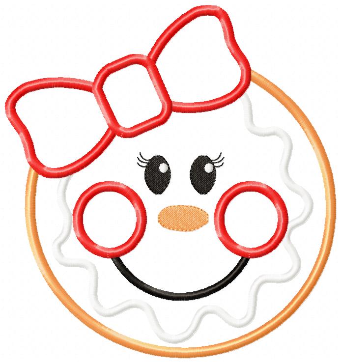 Christmas Gingerbread Face Boy and Girl - Applique