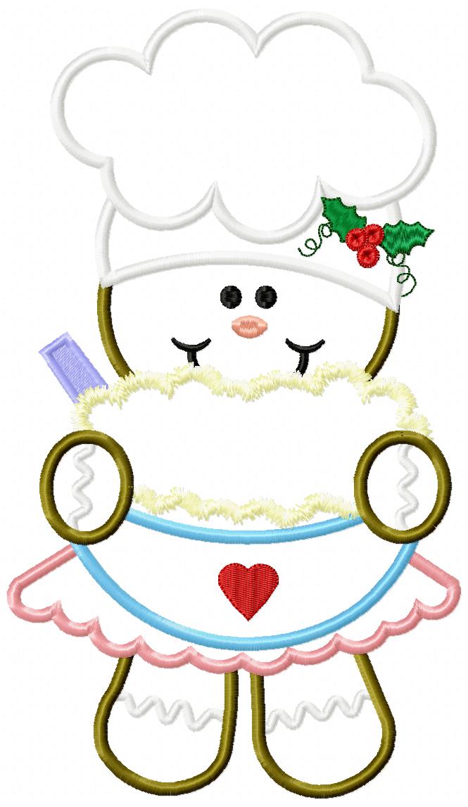 Cooker Gingerbread Girl  - Applique Embroidery