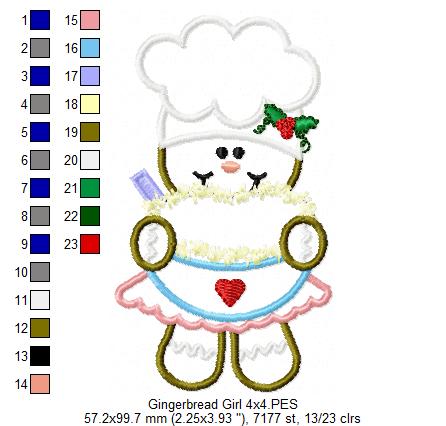 Cooker Gingerbread Girl  - Applique Embroidery