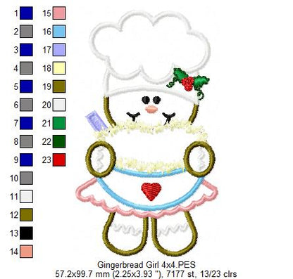 Cooker Gingerbread Girl  - Applique Embroidery