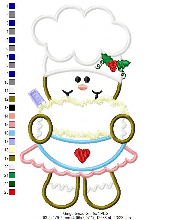 Cooker Gingerbread Girl  - Applique Embroidery