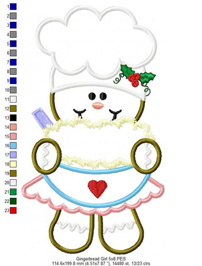 Cooker Gingerbread Girl  - Applique Embroidery