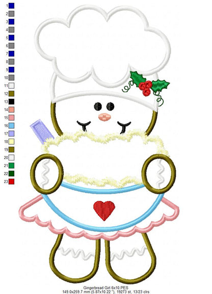 Cooker Gingerbread Girl  - Applique Embroidery