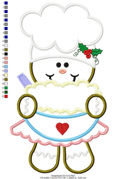 Cooker Gingerbread Girl  - Applique Embroidery