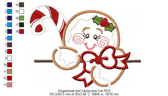 Gingerbread and Candy Cane  - Applique