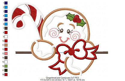 Gingerbread and Candy Cane  - Applique