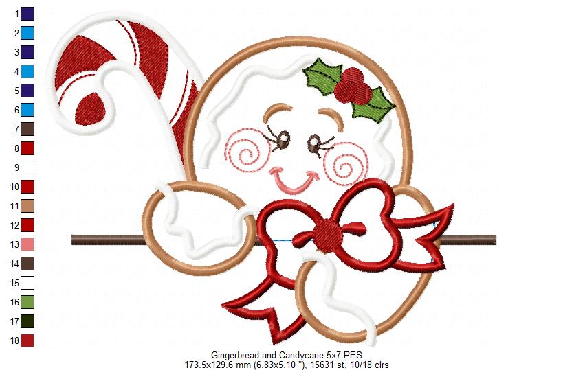 Gingerbread and Candy Cane  - Applique