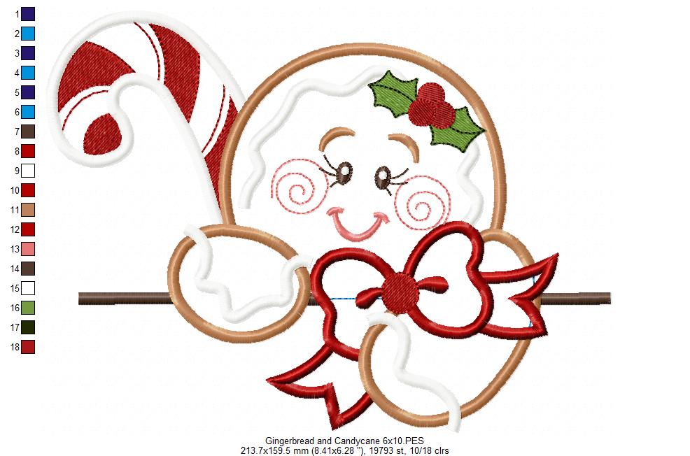 Gingerbread and Candy Cane  - Applique