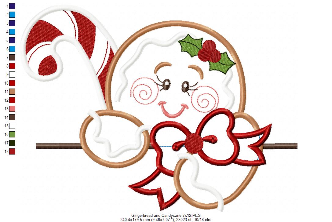 Gingerbread and Candy Cane  - Applique