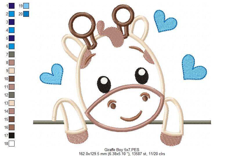 Giraffe Girl and Boy - Set of 2 designs - Applique
