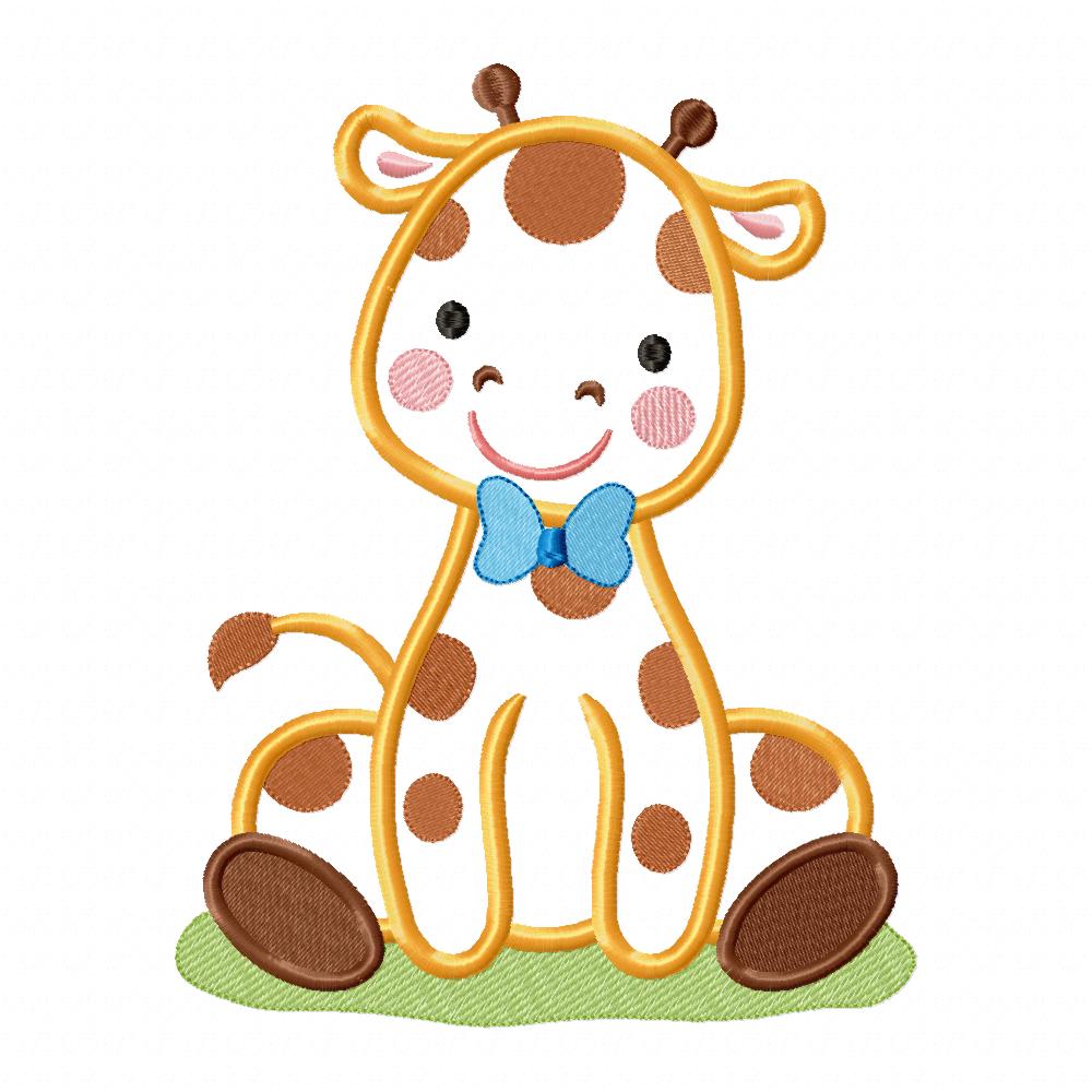 Giraffe Boy with Bow - Applique