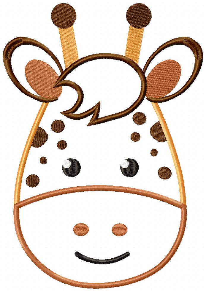 Giraffe Face Boy - Applique - Machine Embroidery Design