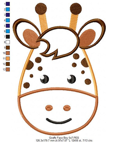 Giraffe Face Boy and Girl - Applique - Set of 2 designs