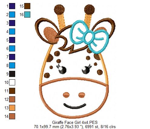 Giraffe Face Girl - Applique