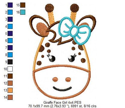 Giraffe Face Girl - Applique