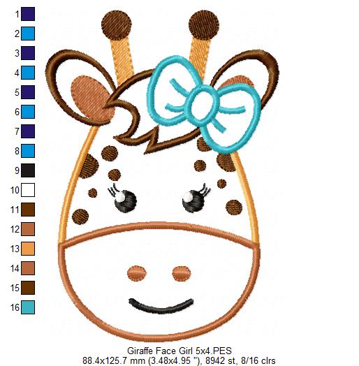 Giraffe Face Boy and Girl - Applique - Set of 2 designs